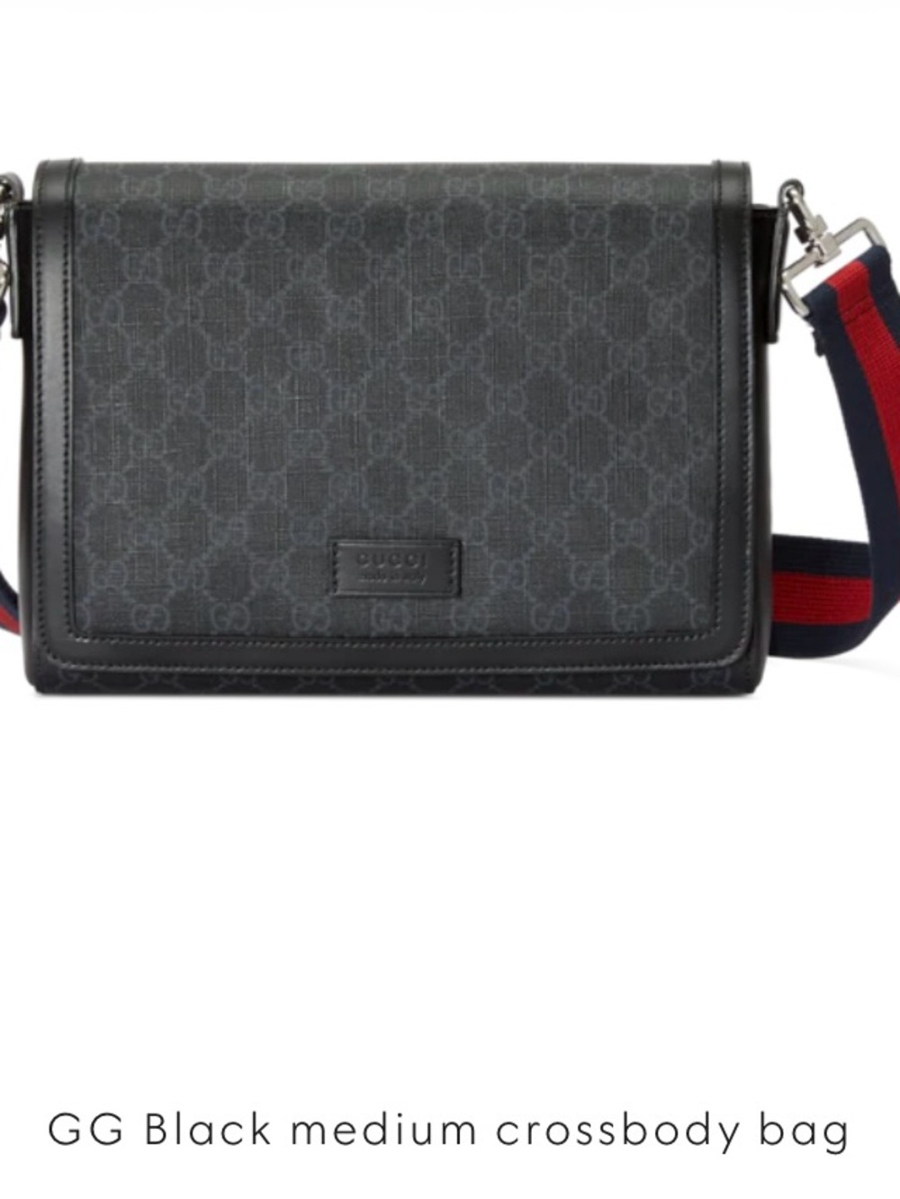 Gucci Black GG Canvas Crossbody with Blue and Red Strap